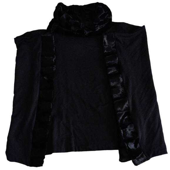 Capote S/M Bamboo Blend Faux Fur Black Poncho - Picture 5 of 17